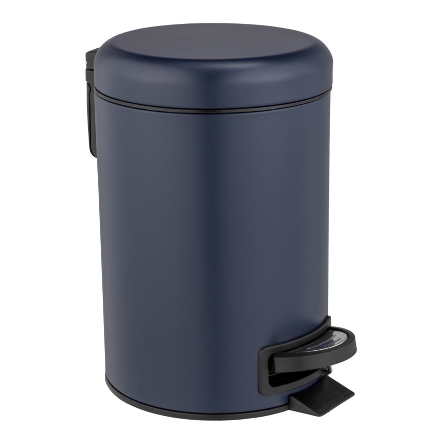 WENKO 25153100 - LEMAN Waste Bin 17x25 cm Blue/Black