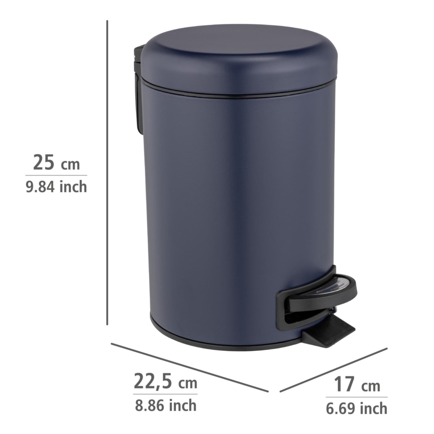 WENKO 25153100 - LEMAN Waste Bin 17x25 cm Blue/Black