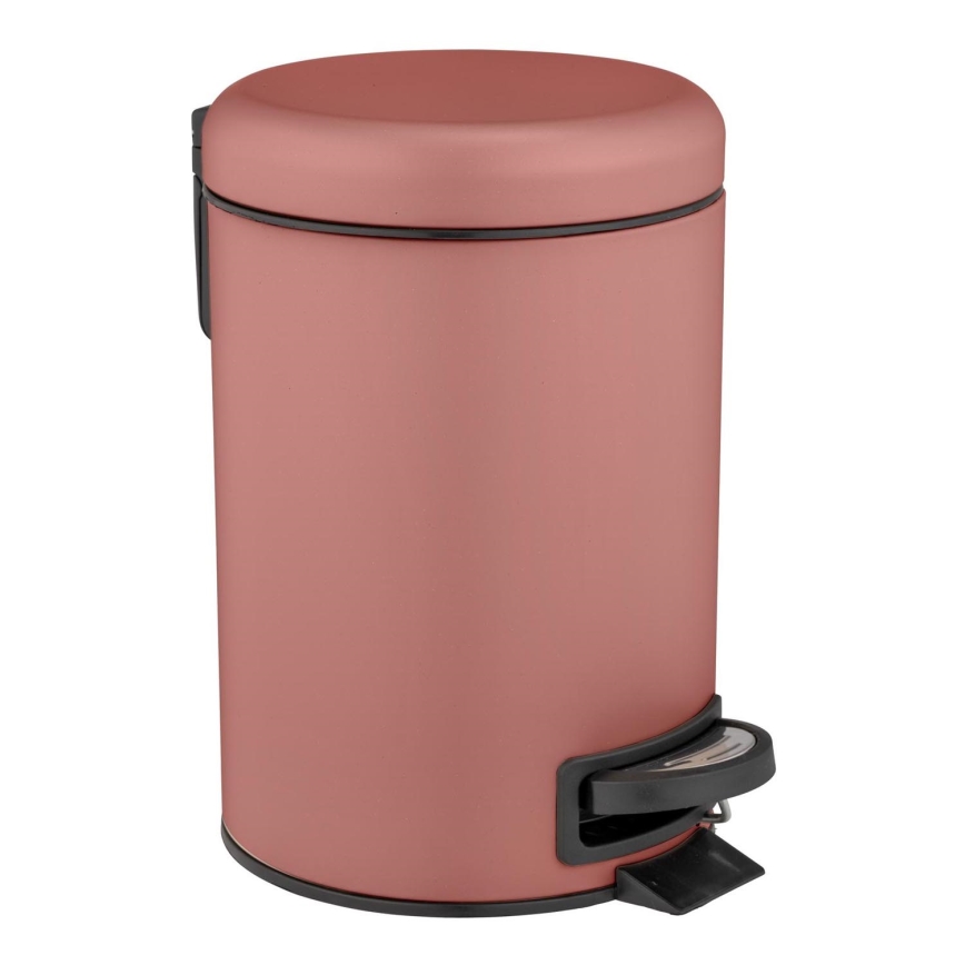 WENKO 25155100 - LEMAN Waste Bin 17 x 25 cm, Pink/Black