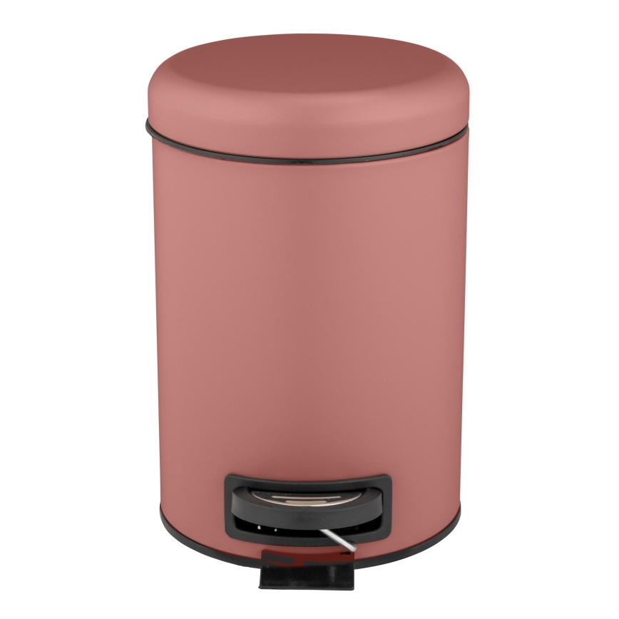 WENKO 25155100 - LEMAN Waste Bin 17 x 25 cm, Pink/Black