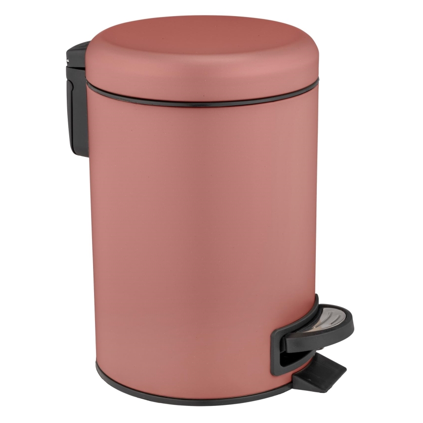WENKO 25155100 - LEMAN Waste Bin 17 x 25 cm, Pink/Black