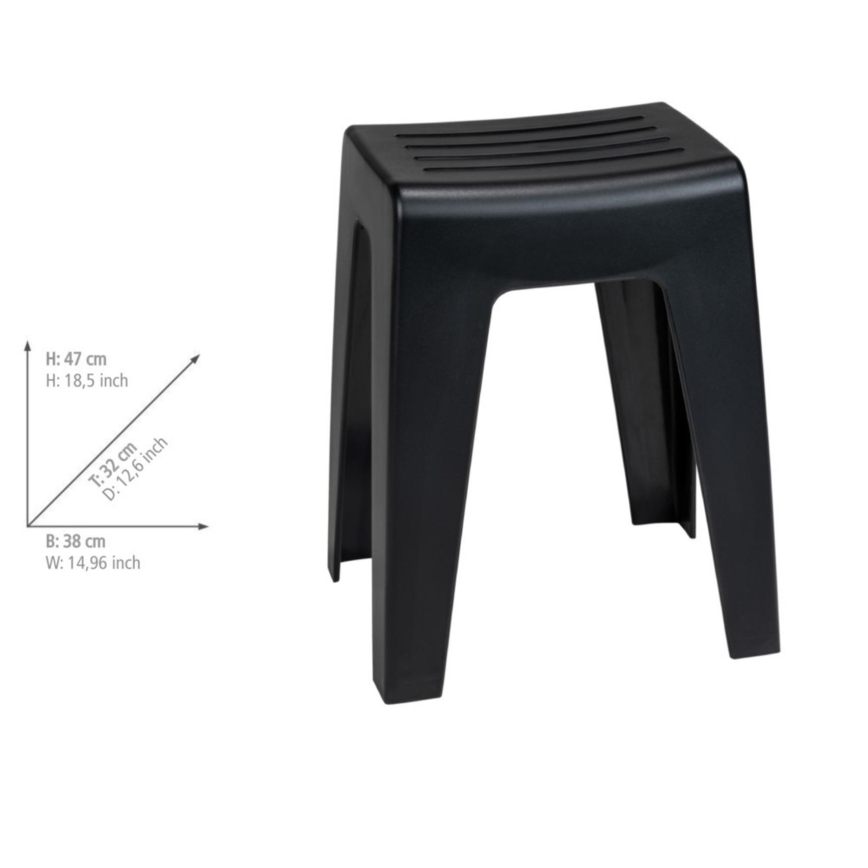 WENKO 25156100 - KUMBA Stool, 38 x 47 cm, Black