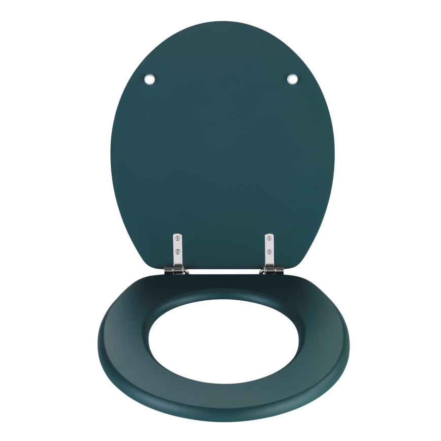 WENKO 25171100-WC PRIMA Toilet Seat 37 x 41 cm, Green/Silver