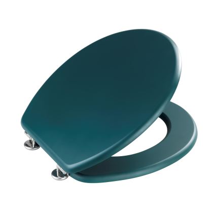 WENKO 25171100-WC PRIMA Toilet Seat 37 x 41 cm, Green/Silver