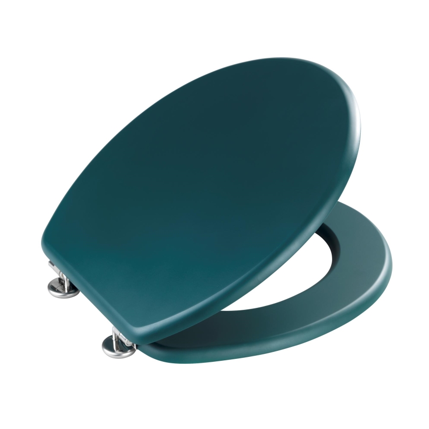 WENKO 25171100-WC PRIMA Toilet Seat 37 x 41 cm, Green/Silver