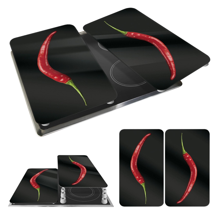 WENKO 2521380100 - Cooktop cover 30x52 cm multicoloured/grey/transparent