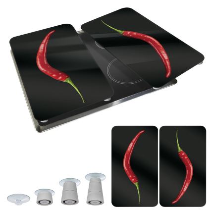WENKO 2521380100 - Cooktop cover 30x52 cm multicoloured/grey/transparent