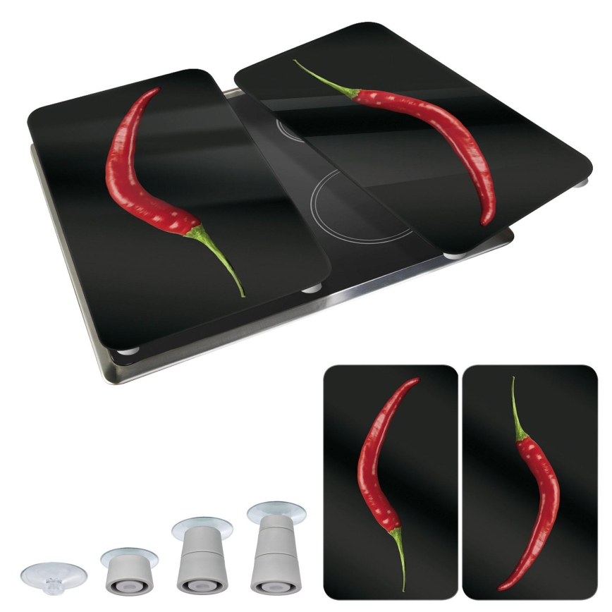 WENKO 2521380100 - Cooktop cover 30x52 cm multicoloured/grey/transparent