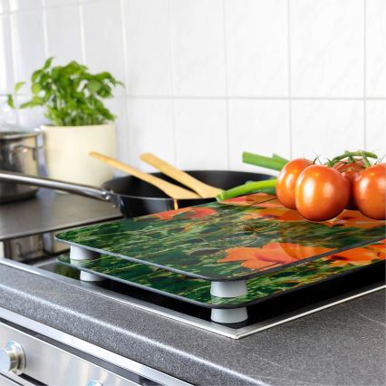WENKO 2521434500 - Cover plate ABDECKPLATTE - Flower/Plant 30 x 52 cm, multicolored
