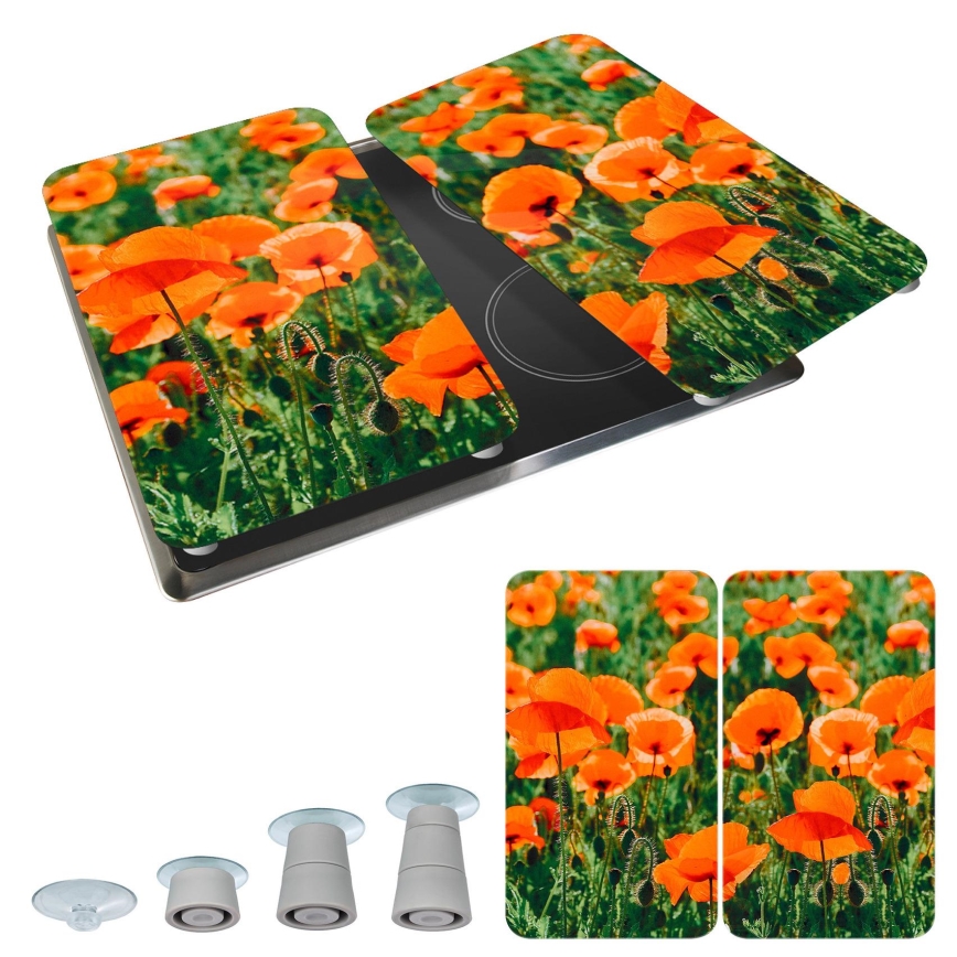 WENKO 2521434500 - Cover plate ABDECKPLATTE - Flower/Plant 30 x 52 cm, multicolored