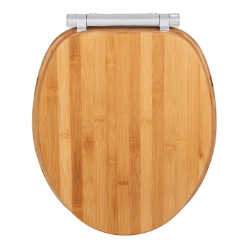WENKO 25224100 - BAMBOUSA Toilet Seat 34.5 x 40.5 cm Brown/Silver