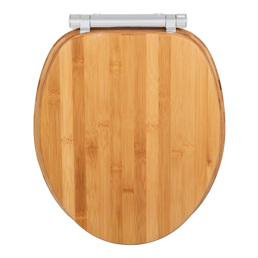 WENKO 25224100 - BAMBOUSA Toilet Seat 34.5 x 40.5 cm Brown/Silver