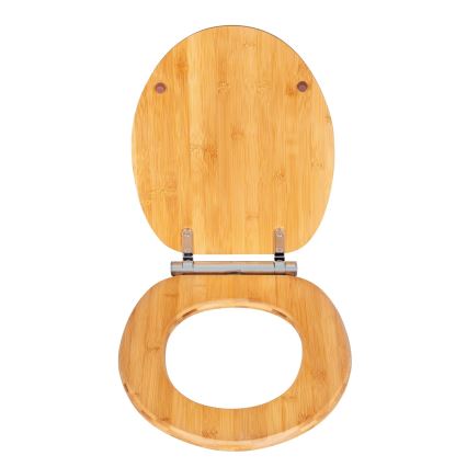 WENKO 25224100 - BAMBOUSA Toilet Seat 34.5 x 40.5 cm Brown/Silver
