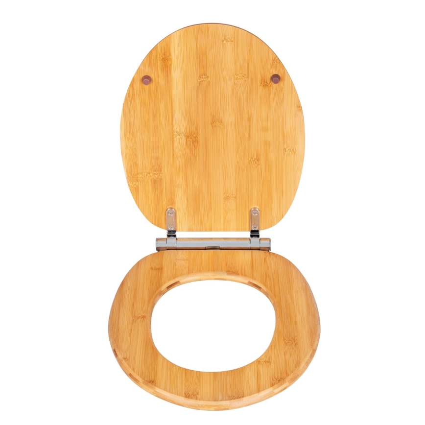 WENKO 25224100 - BAMBOUSA Toilet Seat 34.5 x 40.5 cm Brown/Silver