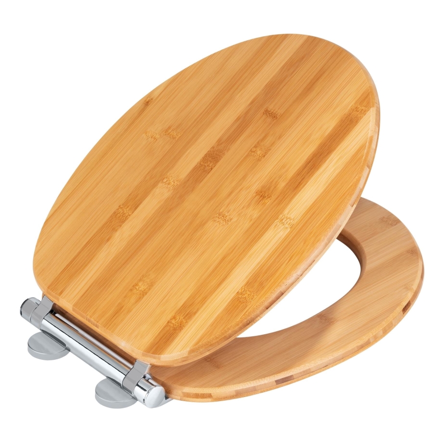 WENKO 25224100 - BAMBOUSA Toilet Seat 34.5 x 40.5 cm Brown/Silver