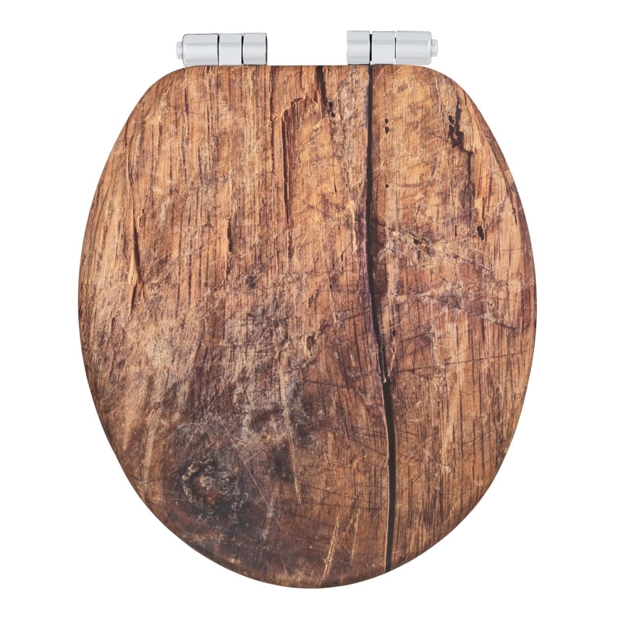 WENKO 25226100 - RUSTIC Toilet Seat 35.5 x 42.5 cm Brown/Silver