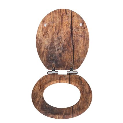 WENKO 25226100 - RUSTIC Toilet Seat 35.5 x 42.5 cm Brown/Silver