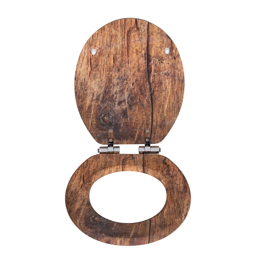 WENKO 25226100 - RUSTIC Toilet Seat 35.5 x 42.5 cm Brown/Silver