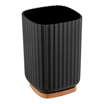 WENKO 25297100 - ROTELLO Toothbrush Cup, 8.5 x 11 cm, Black/Brown
