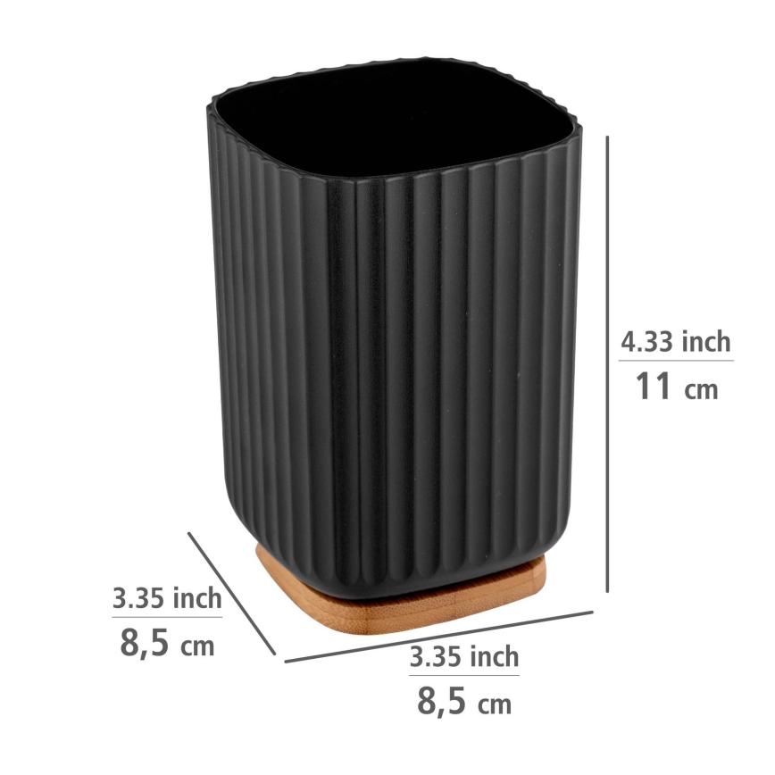 WENKO 25297100 - ROTELLO Toothbrush Cup, 8.5 x 11 cm, Black/Brown
