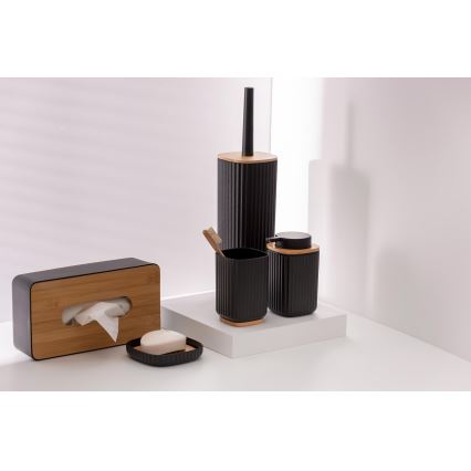 WENKO 25297100 - ROTELLO Toothbrush Cup, 8.5 x 11 cm, Black/Brown