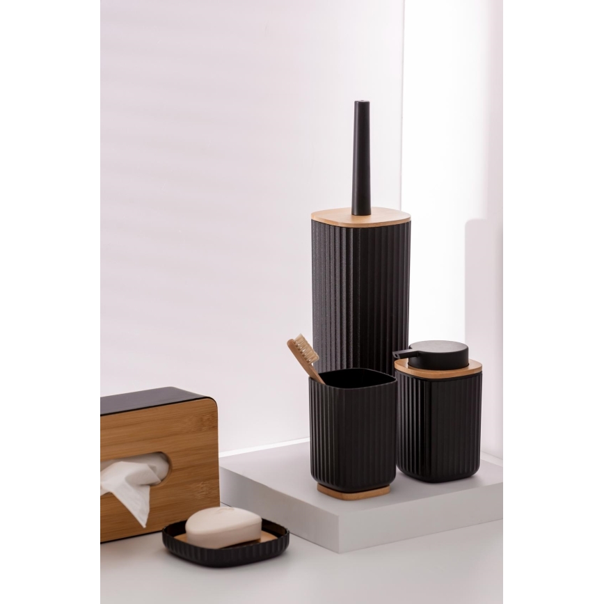 WENKO 25297100 - ROTELLO Toothbrush Cup, 8.5 x 11 cm, Black/Brown