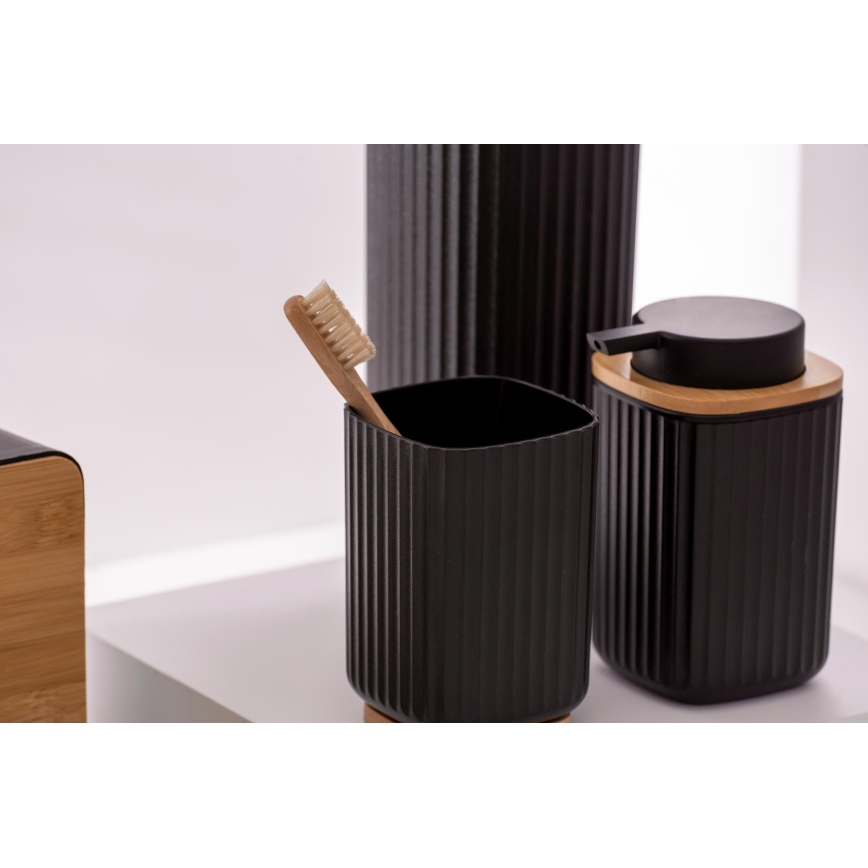 WENKO 25297100 - ROTELLO Toothbrush Cup, 8.5 x 11 cm, Black/Brown