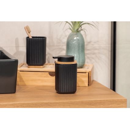 WENKO 25297100 - ROTELLO Toothbrush Cup, 8.5 x 11 cm, Black/Brown