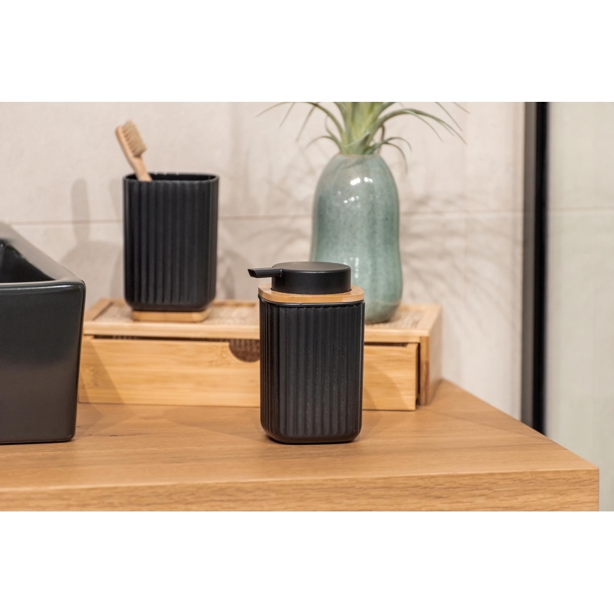 WENKO 25297100 - ROTELLO Toothbrush Cup, 8.5 x 11 cm, Black/Brown