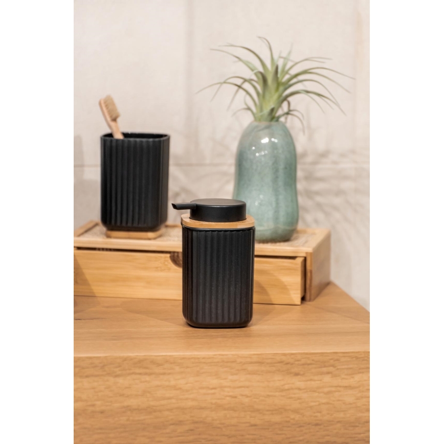 WENKO 25297100 - ROTELLO Toothbrush Cup, 8.5 x 11 cm, Black/Brown