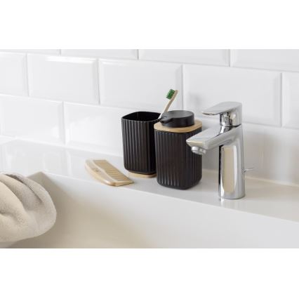 WENKO 25297100 - ROTELLO Toothbrush Cup, 8.5 x 11 cm, Black/Brown