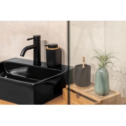 WENKO 25297100 - ROTELLO Toothbrush Cup, 8.5 x 11 cm, Black/Brown