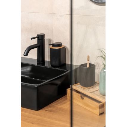 WENKO 25297100 - ROTELLO Toothbrush Cup, 8.5 x 11 cm, Black/Brown