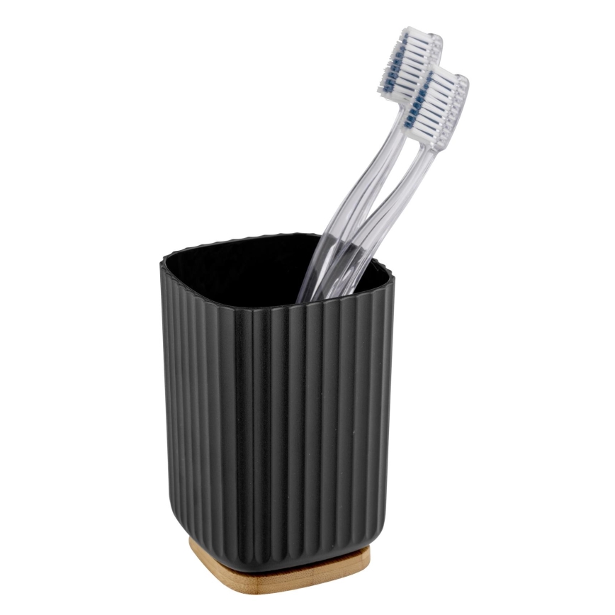 WENKO 25297100 - ROTELLO Toothbrush Cup, 8.5 x 11 cm, Black/Brown