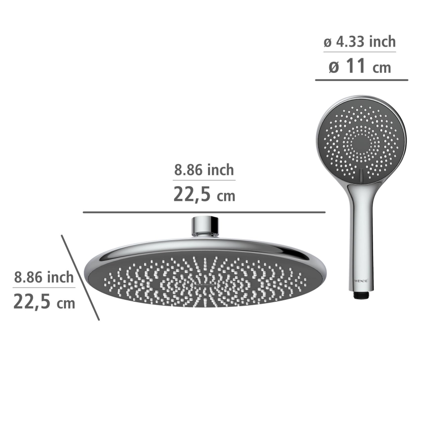 WENKO 25310100 - WATERSAVING SYSTEM Shower Set, stainless steel/polished chrome
