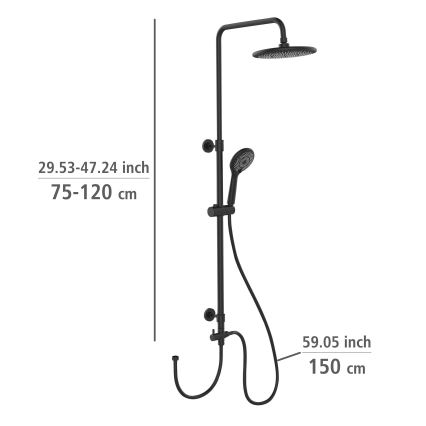 WENKO 25311100 - WATERSAVING SYSTEM 120 cm Shower Set, Black