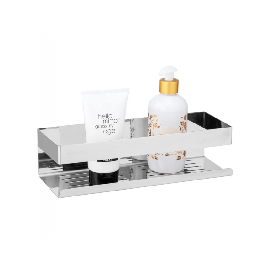 WENKO 25413100-Shelf TURBO-LOC GENOVA SHINE 30x10,5 cm silver