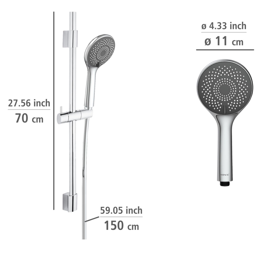 WENKO 25452100 - WATERSAVING SYSTEM Shower Set, 70 cm, Silver