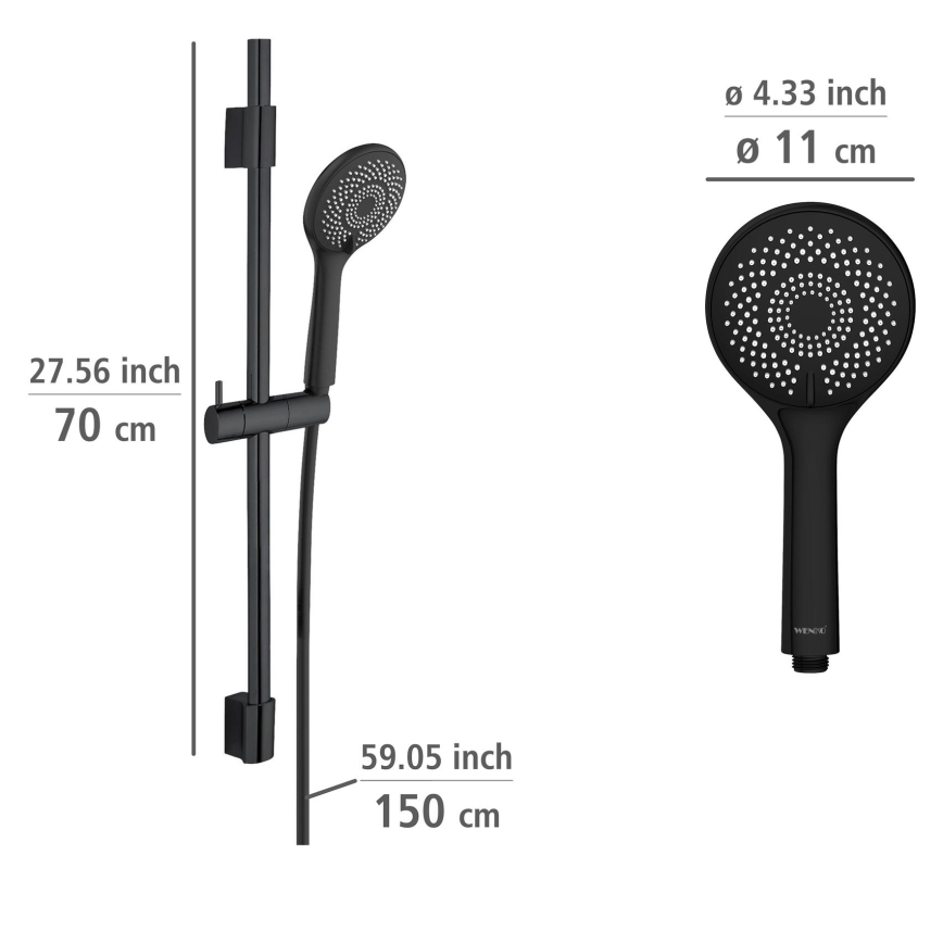 WENKO 25453100 - WATERSAVING SYSTEM 70 cm Shower Set, Black