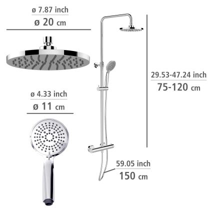 WENKO 25483100 - WATERSAVING SYSTEM 120 cm Shower System, Polished Chrome