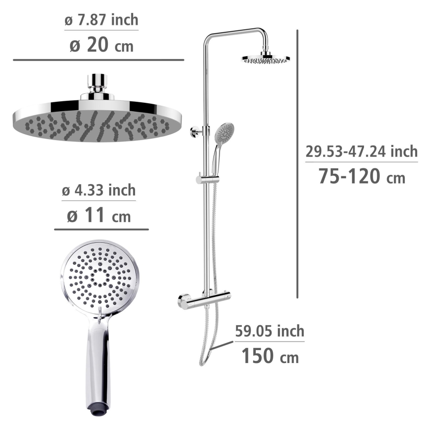 WENKO 25483100 - WATERSAVING SYSTEM 120 cm Shower System, Polished Chrome