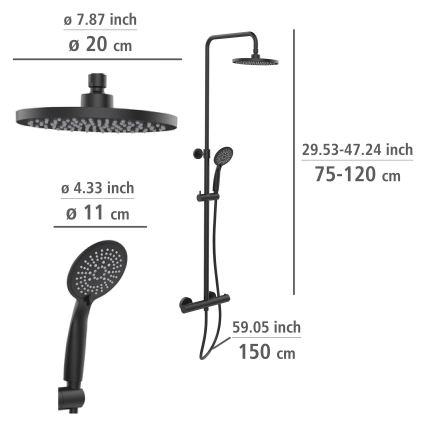 WENKO 25484100 - WATERSAVING SYSTEM Shower System 12x120 cm Black