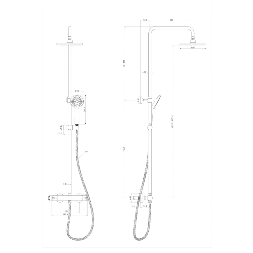 WENKO 25484100 - WATERSAVING SYSTEM Shower System 12x120 cm Black