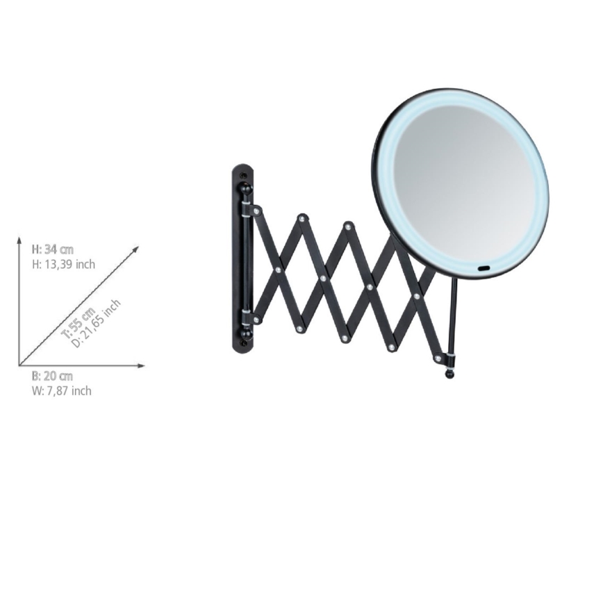WENKO 25524100 - BARONA Mirror 20 x 34 cm, Black