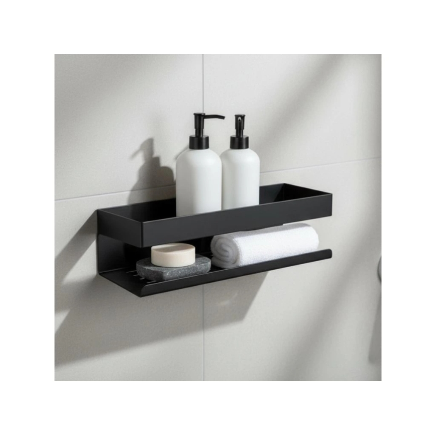 WENKO 25557100-Shelf GENOVA 30x10,5 cm black
