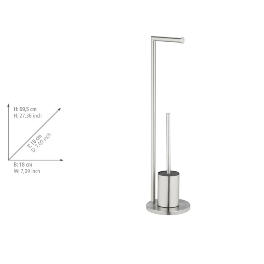 WENKO 25676100 - FERLA Toilet Set 18 x 69.5 cm, stainless steel/satin finish