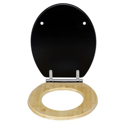 WENKO 25772100 - BAMBUZA Toilet Seat 37x44 cm Black/Brown/Polished Chrome