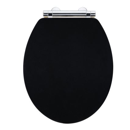 WENKO 25772100 - BAMBUZA Toilet Seat 37x44 cm Black/Brown/Polished Chrome