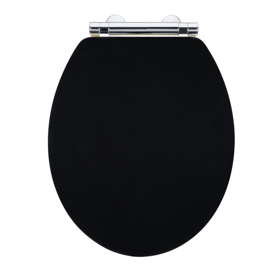 WENKO 25772100 - BAMBUZA Toilet Seat 37x44 cm Black/Brown/Polished Chrome