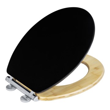 WENKO 25772100 - BAMBUZA Toilet Seat 37x44 cm Black/Brown/Polished Chrome